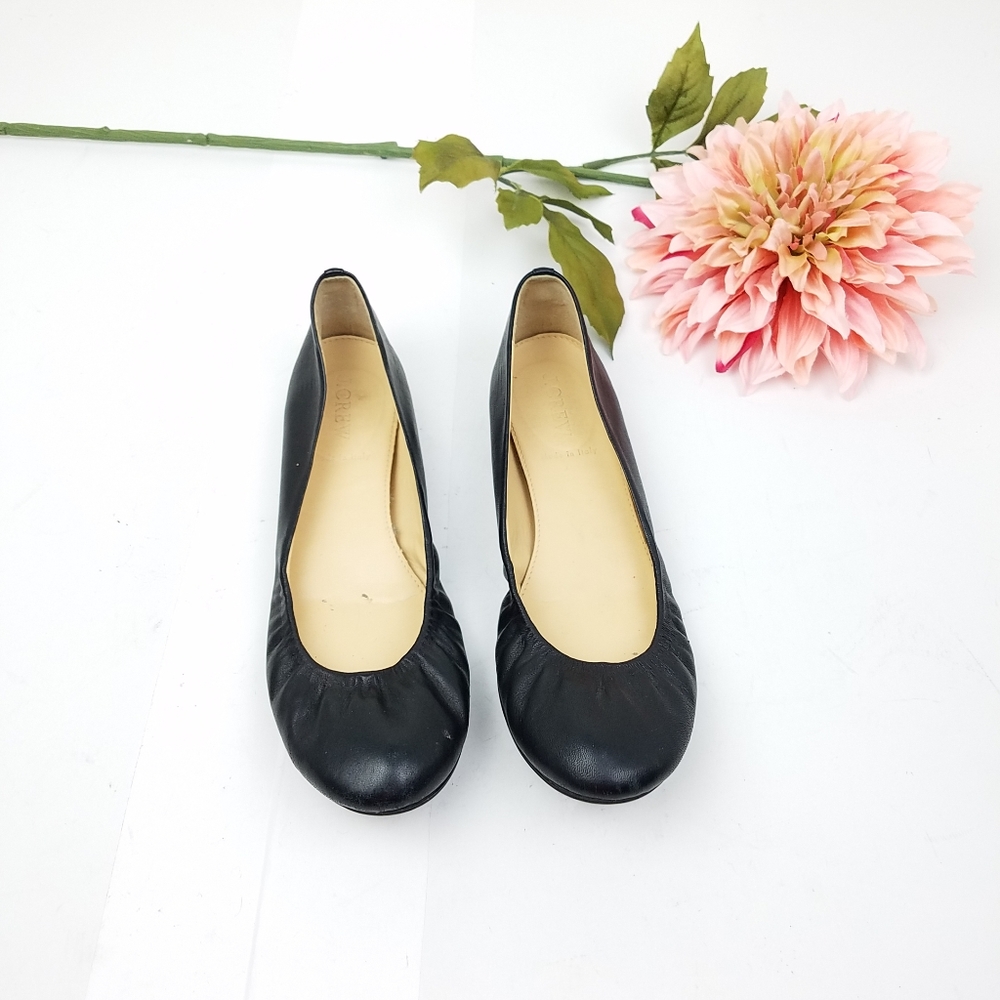J crew made in Italy black leather flats size 7.5